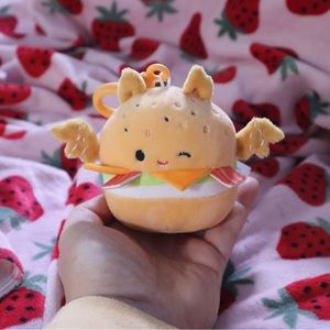 Custom 3.5” Breakfast Sandwich Bat Burger Squishmallow Clip Aninal Plush Toy